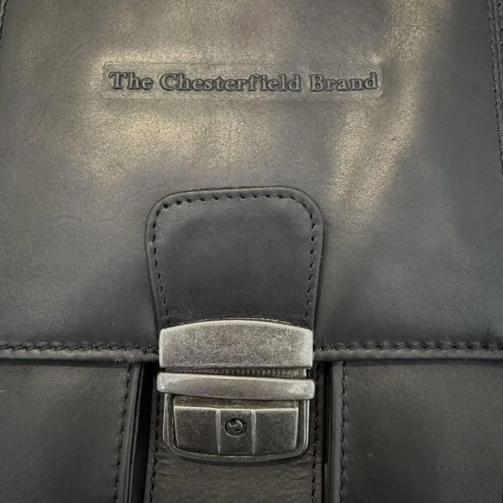 The Chesterfield Brand Joe Leather Briefcase 15.6 Laptop Bag Black Messenger